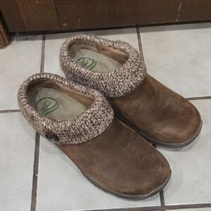 Dansko Brown Suede Mules with Knit Cuff Size 40